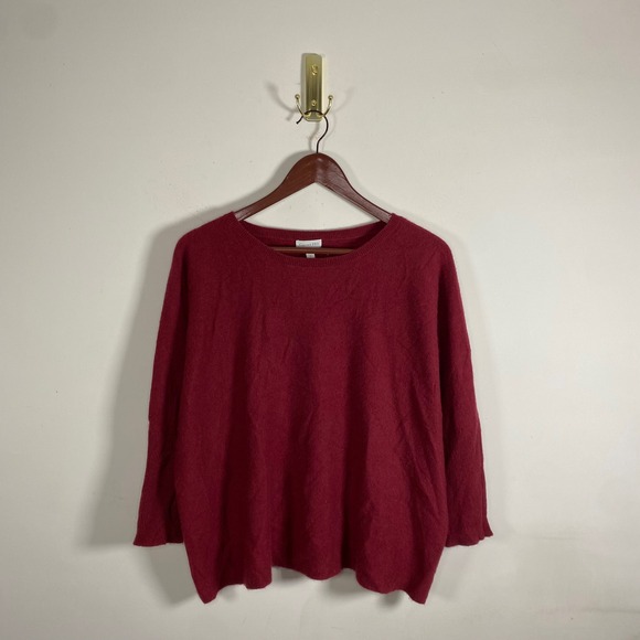 Garnet Hill Sweaters - Garnet Hill 100% Cashmere Crew Neck Sweater Dolman Sleeve Merlot Red Womens Sz M